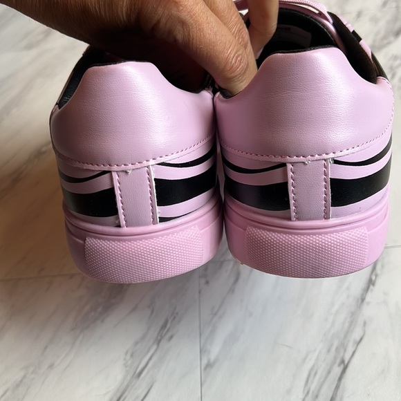 Roberto Cavalli Class pink black zebra trainer sneaker lace up size 39 9 shoe - Picture 7 of 10